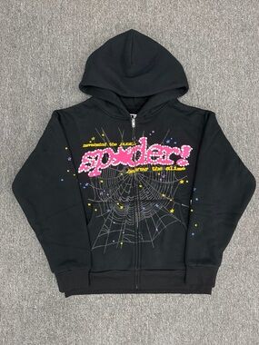 Sp5der punk v2 zip up black medium